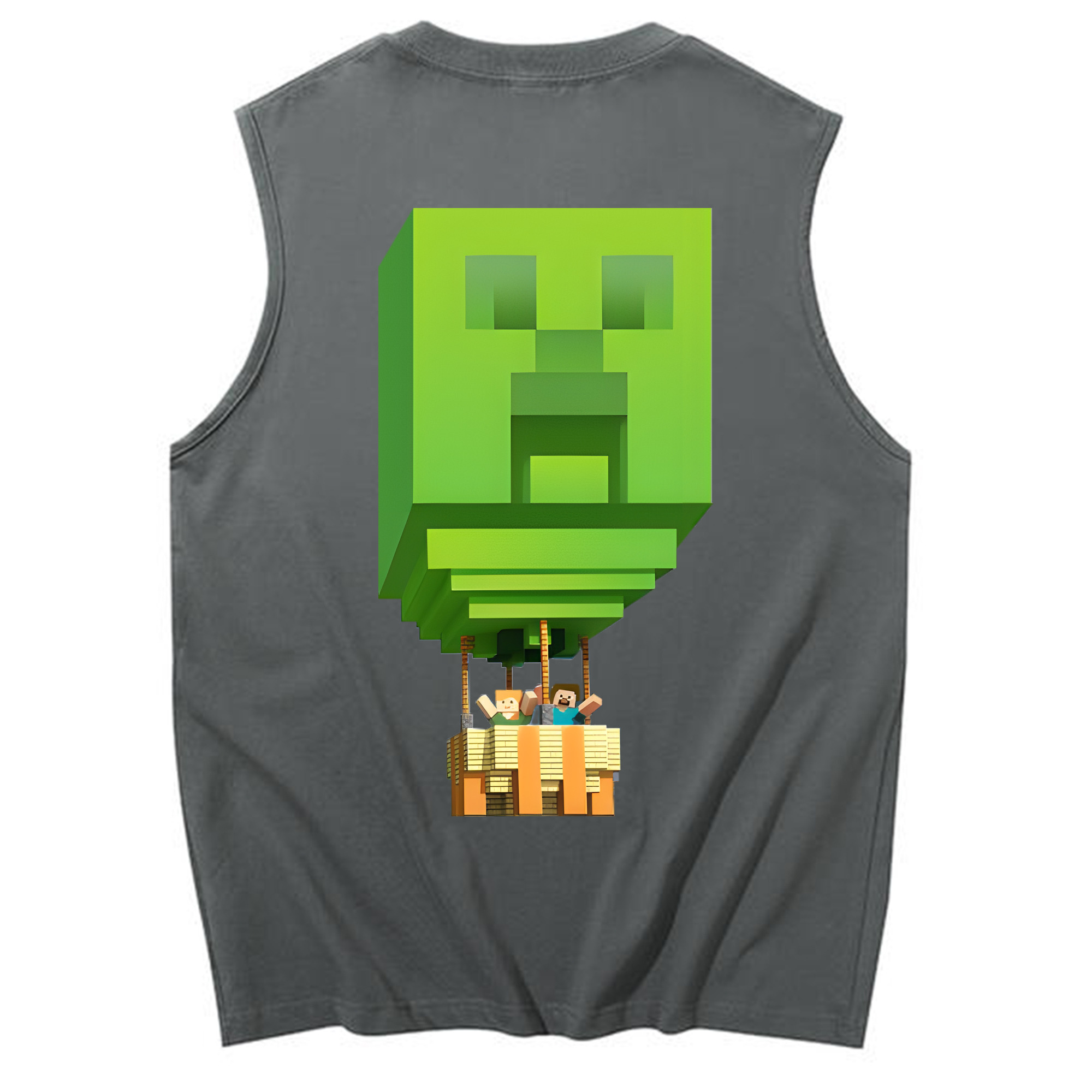 （画像用） マインクラフト ブロックの世界 Minecraft MC Block world コットン100％タンクトップ（背面プリント）